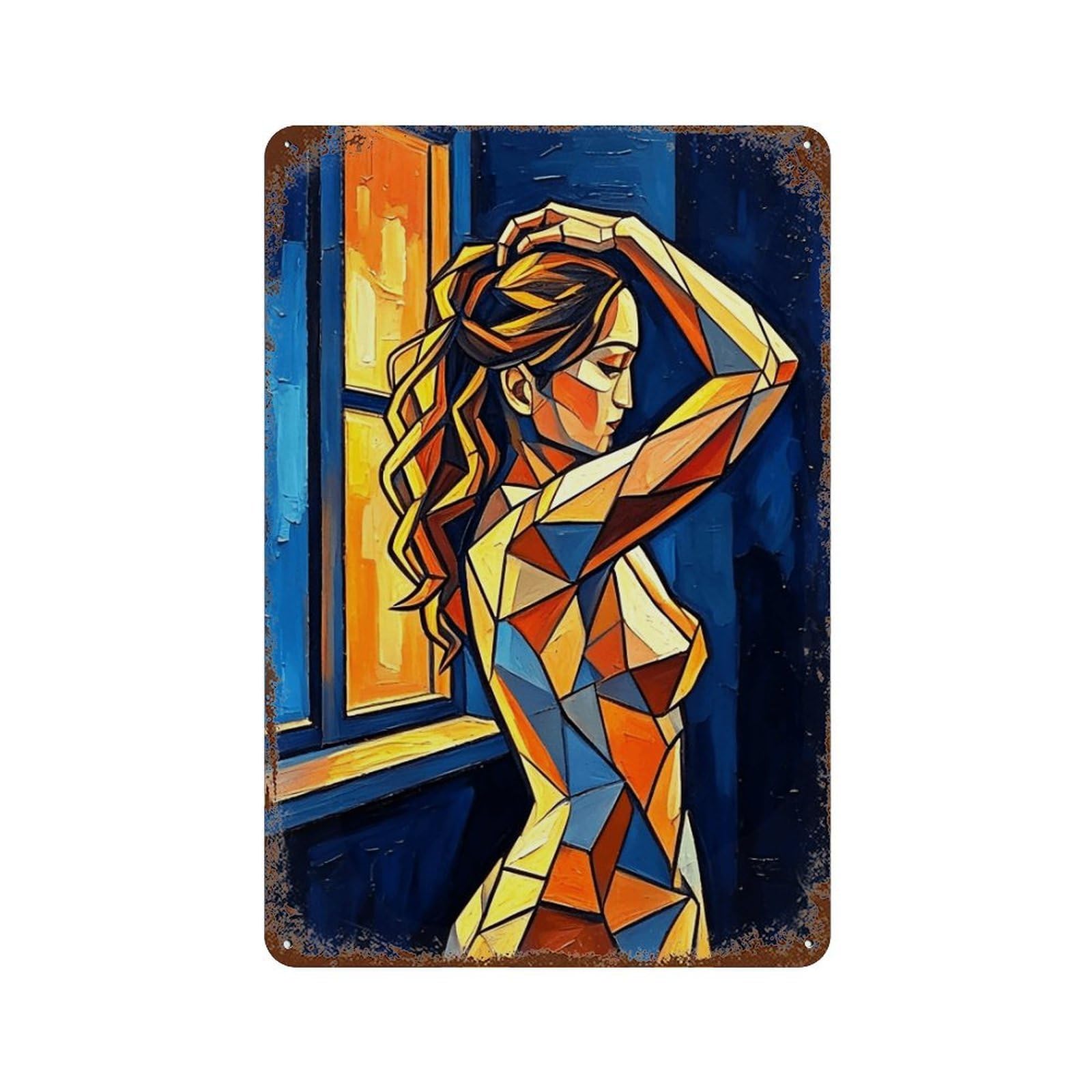 MGHTGRWE Cubist Bathing Lady (2) Poster Wall Art Iron Vintage Metal Tin Sign Modern Home Cofffee Club Art Bar Shop Decor 30x20cm