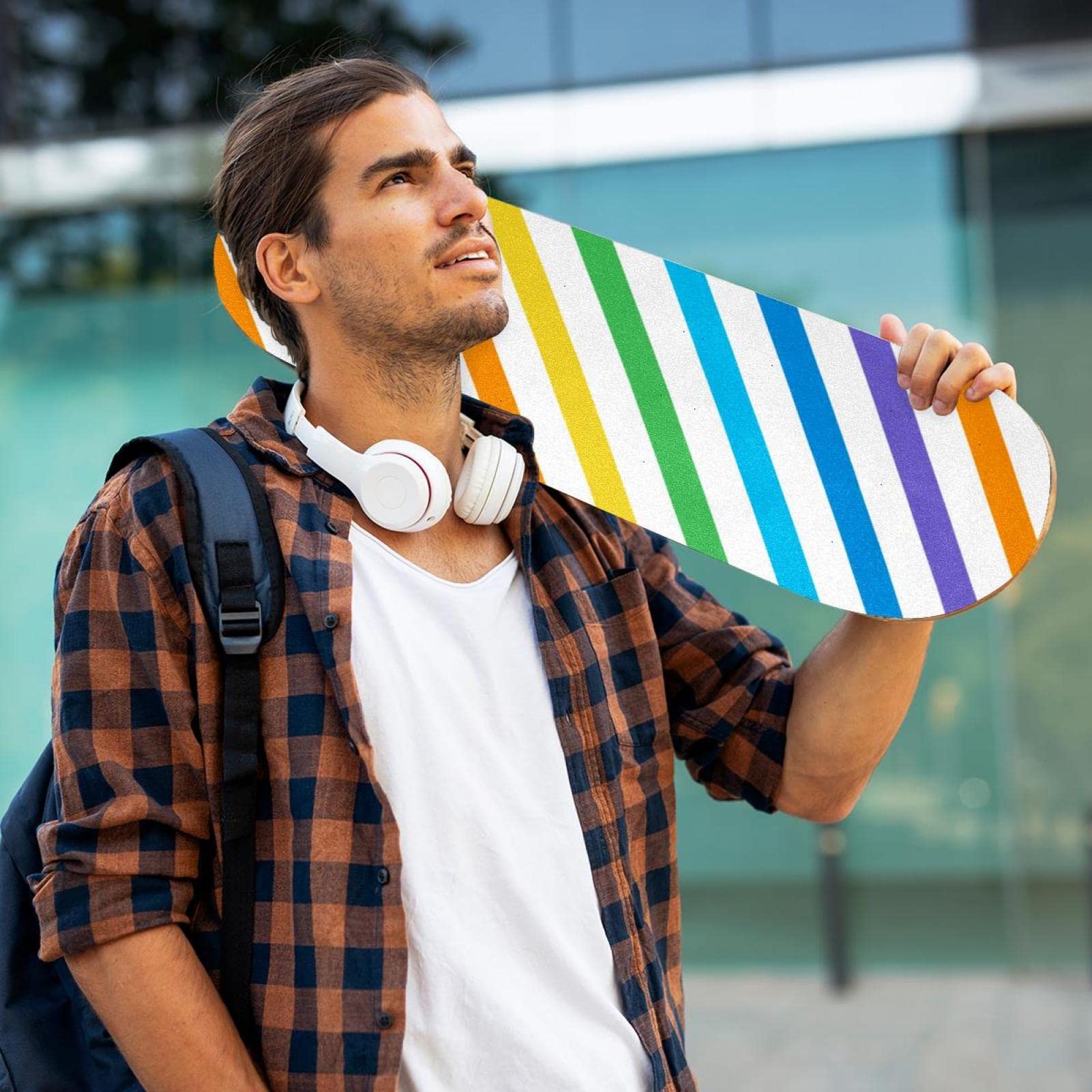 Bunte Farbe, 2 Stück Skateboard-Griptape Bogen Schleifpapier Longboard Aufkleber Roller Deck Sandpapier