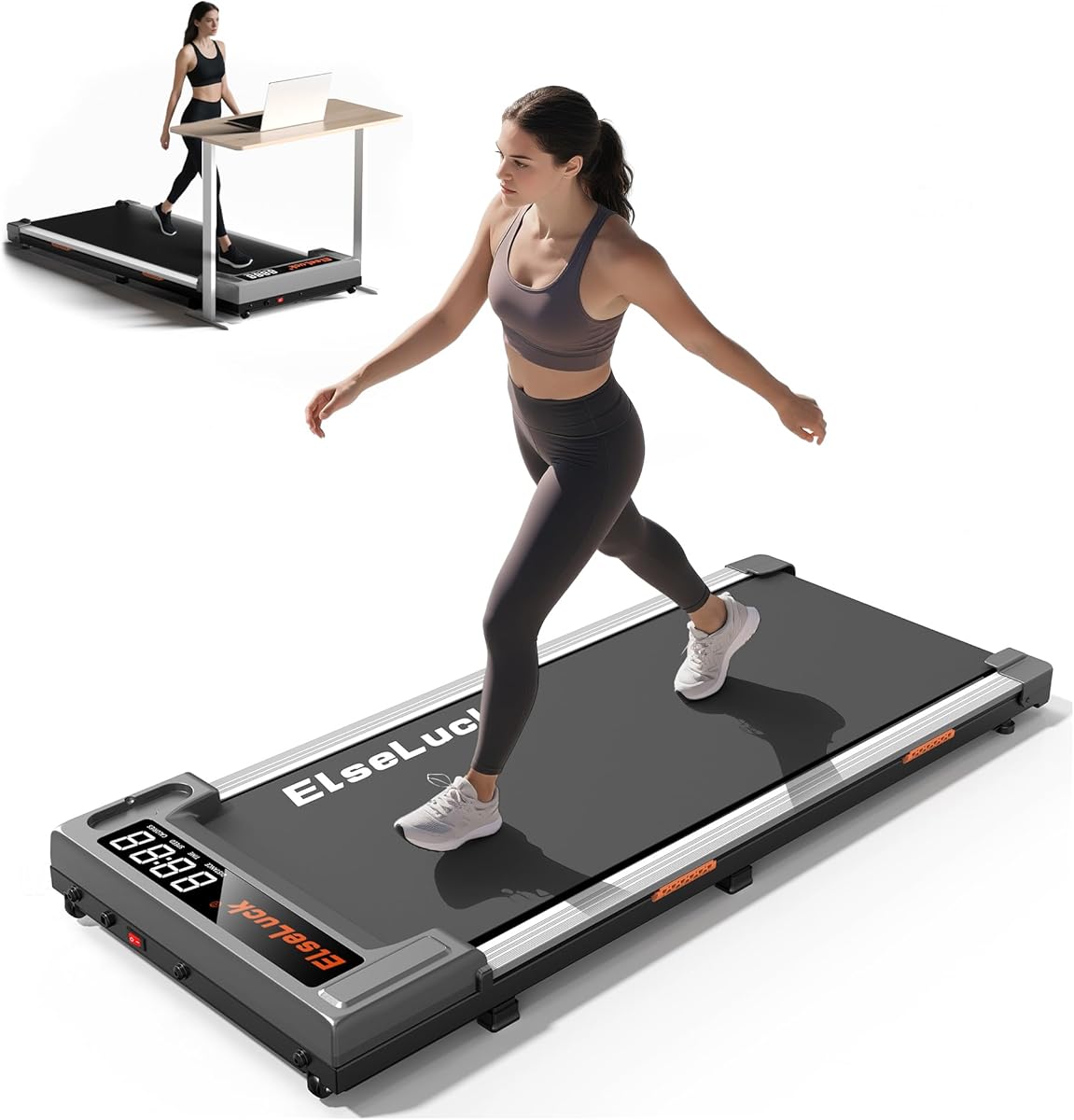 Walking Pad Treadmill, Under Desk Treadmill for Home and Office with Remote Control, Portable 2.5 HP Walking Jogging Running Machine in LED Display