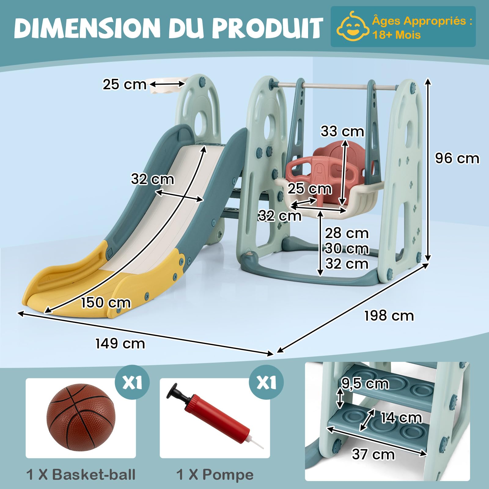 Homasis 4 en 1 Toboggan Pliable Multifonction avec Anneau de Basket-Ball, Basket-Ball, Lancement Arosa pour Enfants 3 Ans +, Jeu d'escalade Montessori Intérieur et Extérieur Homasis 4 en 1 Toboggan Pliable Multifonction avec Anneau de Basket-Ball, Basket-Ball, Lancement Arosa pour Enfants 3 Ans +, Jeu d'escalade Montessori Intérieur et Extérieur