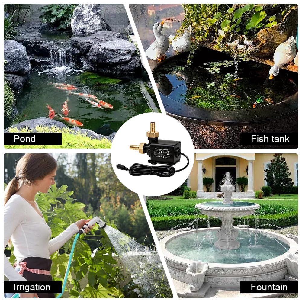 12V Wasserpumpe mit Drehzahlregelung, 800L/H SolarWasserpumpe Brushless, Geräuscharm Wasserpumpe Klein Teichpumpe,5M Förderhöhe, Aquarium Pumpe, Mini Pumpe Wasser für Wasserzirkulationssystem