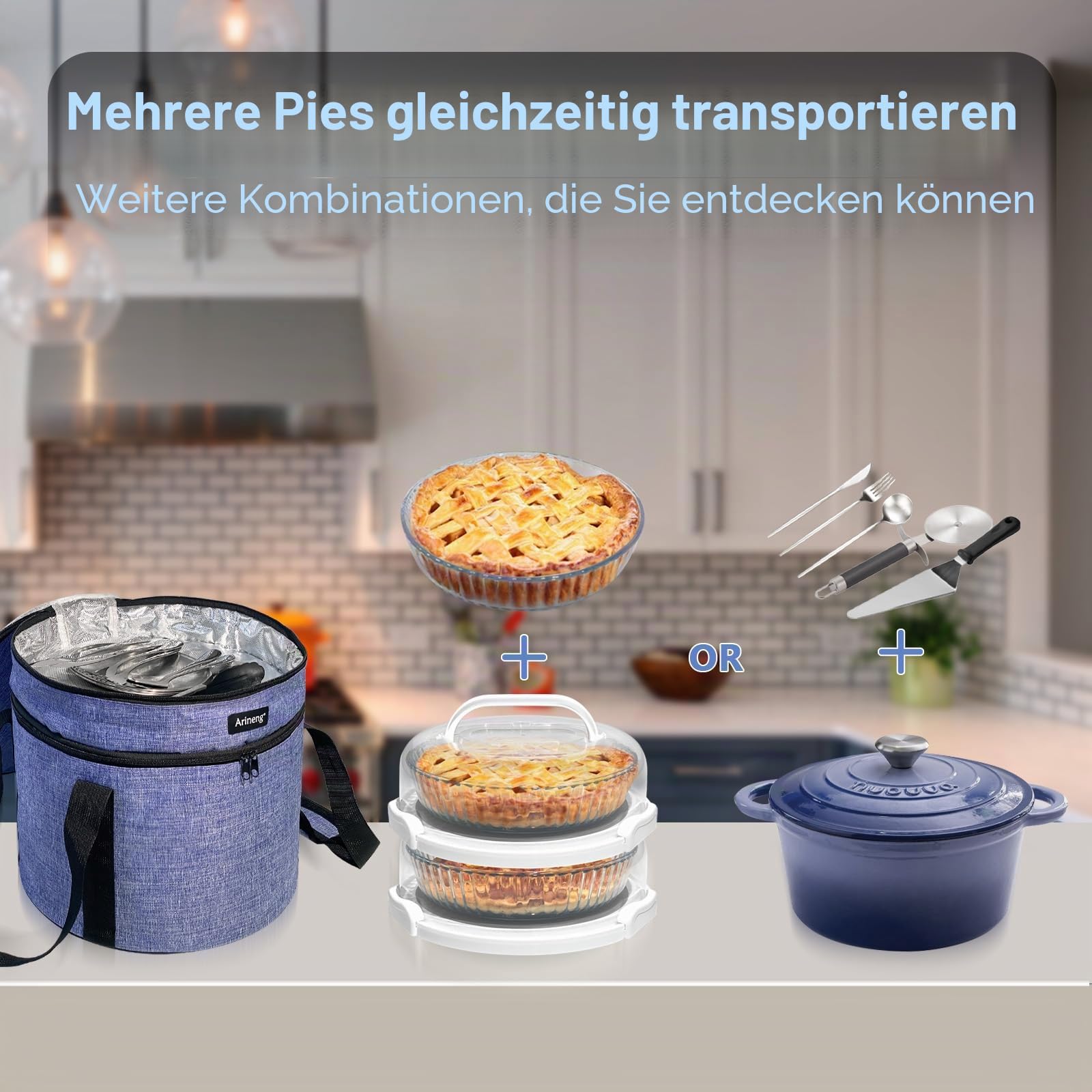 isolierte Kuchen- und Käsekuchenbehälter mit Deckel, Griffen, rutschfestem Heizkissen, Thanksgiving-Geschenke, Violett, 2 Stück