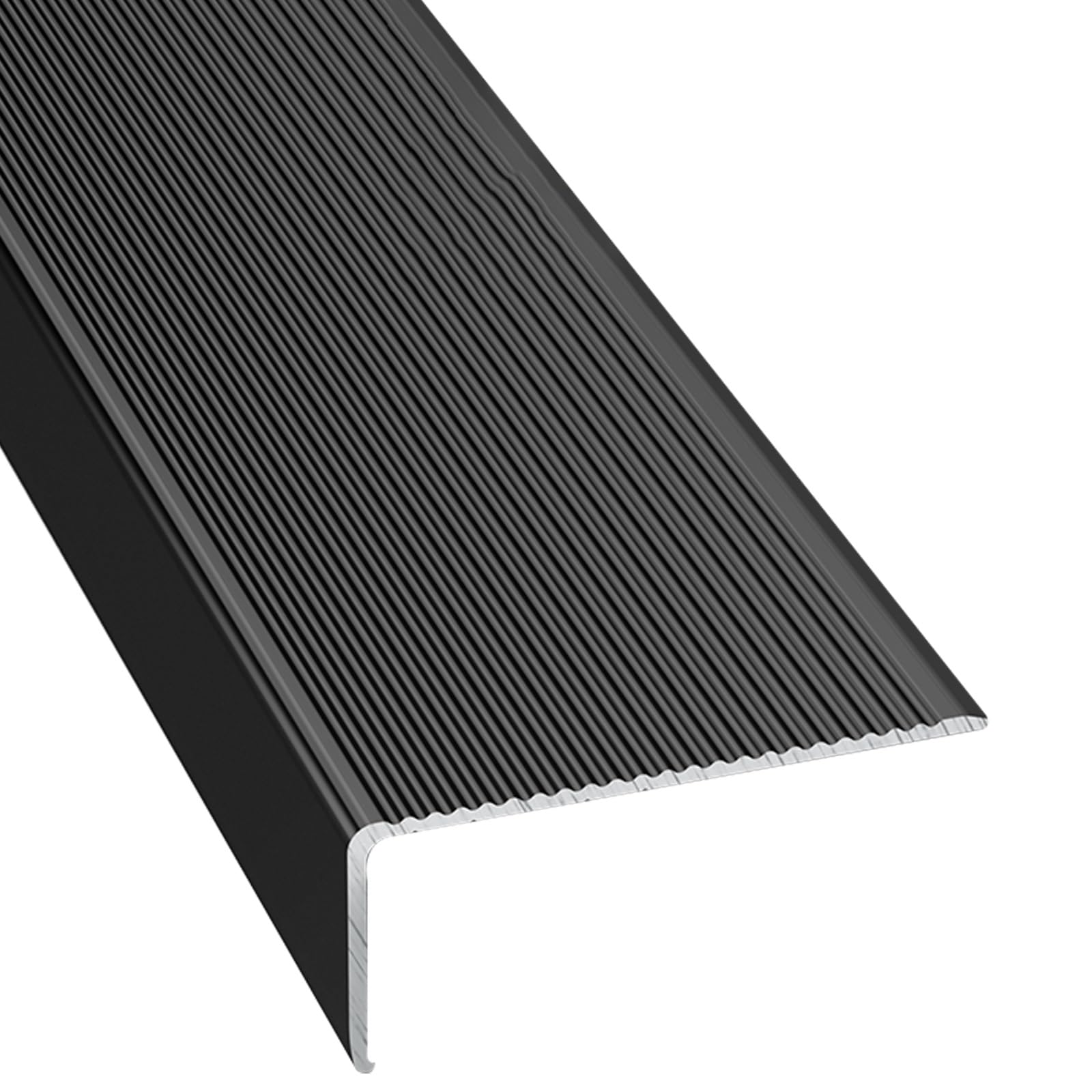 Metal L Shape Nosing Trim, Aluminum Stair Edge Protector, Non Slip Stair Treads for Indoor Outdoor Staircases(Black,3 * 7 * 90cm)