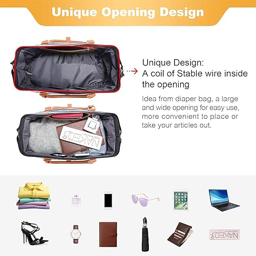 Miniatura 4 de Sucipi Bolsas de lona para mujer, bolsas de lona de viaje con compartimento para zapatos, bolsa de viaje para noche, bolsa de lona con bolsa de aseo