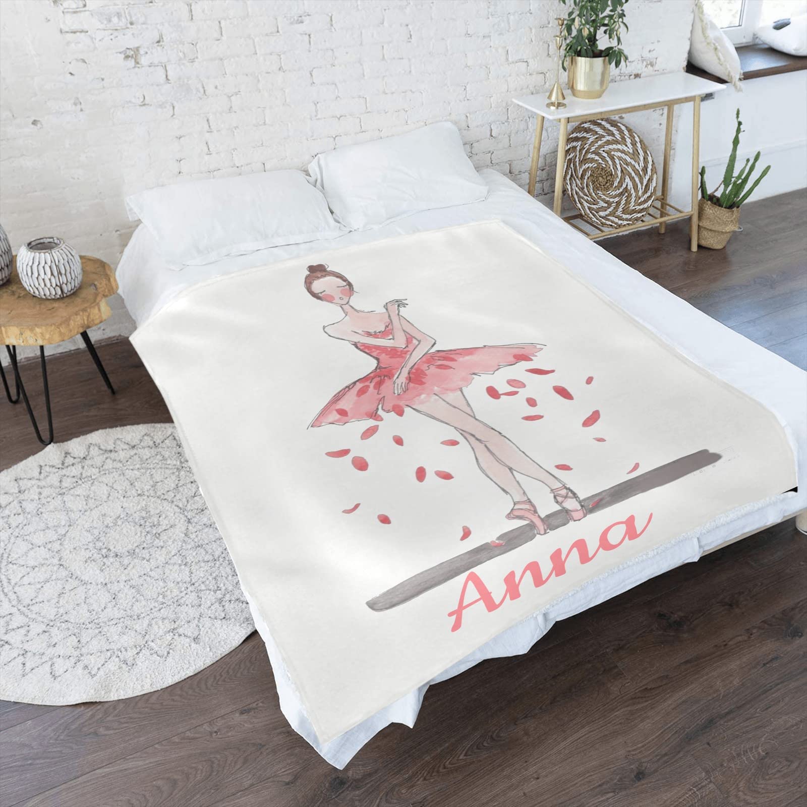 XOZOTY Girls Ballerina Dancer Ballet Personalized Blanket Nursery Swaddling Blankets for Gilrs Boys Kids Newborns Baby Shower Pet Gift 30 x 40 Inch