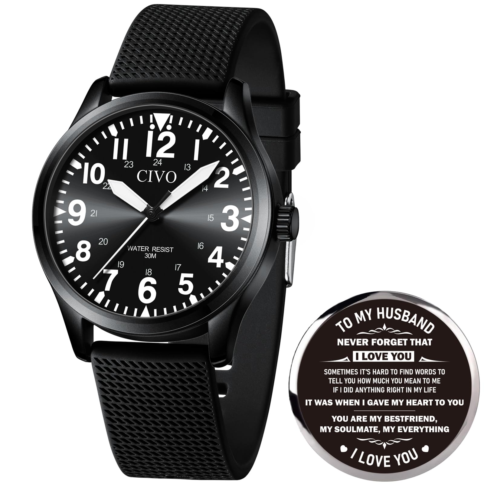 CIVO Herren Uhren Wasserdicht Armbanduhr Analog Quarz Große Zahlen Leuchtend Militär Sport Outdoor Leicht zu Lesen Geschenk