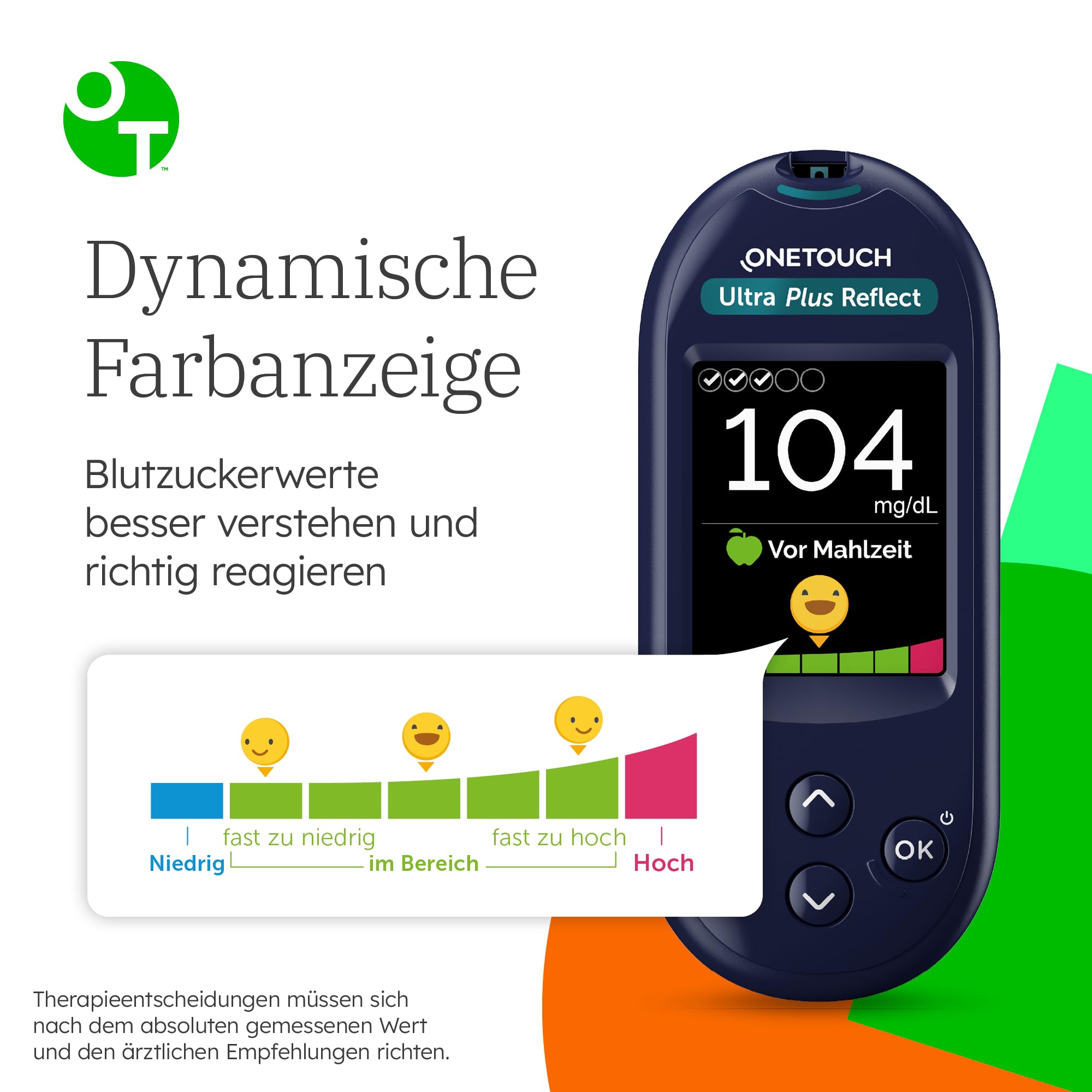 OneTouch Ultra Plus Reflect® Blutzuckermessgerät Set – Starterset Diabetes mg/dL – Inkl. 40 Teststreifen & 40 Lanzetten – Präzise Messung, einfache Anwendung – Stiftung Warentest SEHR GUT (1,5)