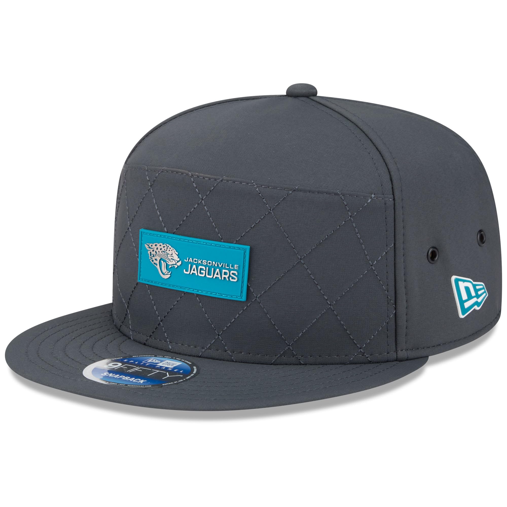 New Era Men's Charcoal Jacksonville Jaguars 2025 Sideline Cold Weather Split Panel 9FIFTY Snapback Hat