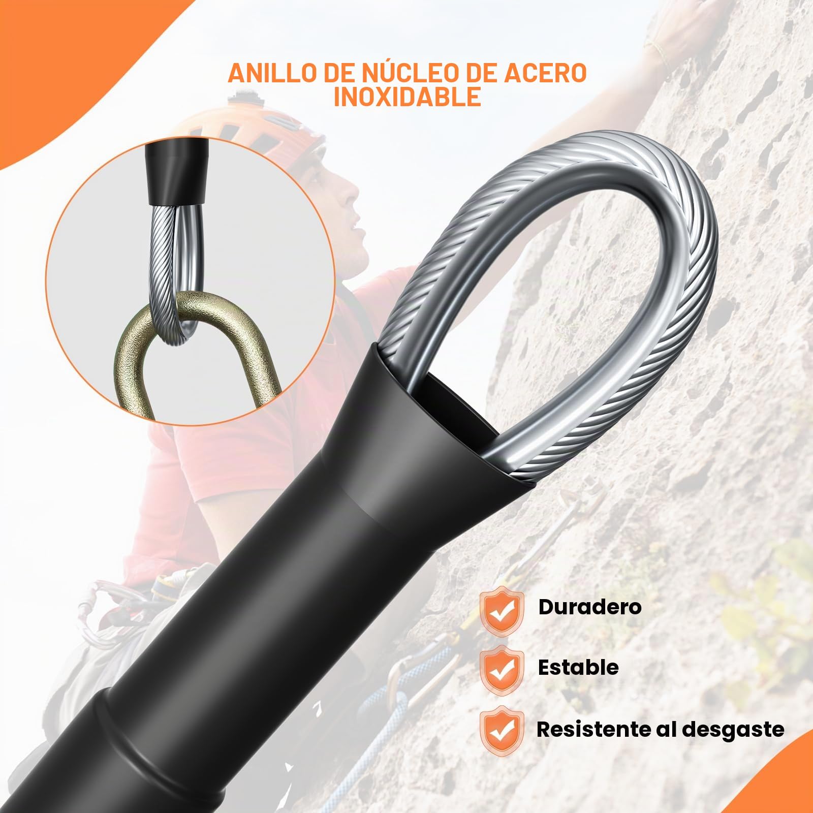 Flip Line Kits con núcleo de cuerda de acero, cordón de acero con mosquetón de triple cierre, cuerda de escalada ajustable para trepar árboles, podadores de árboles, protección contra caídas