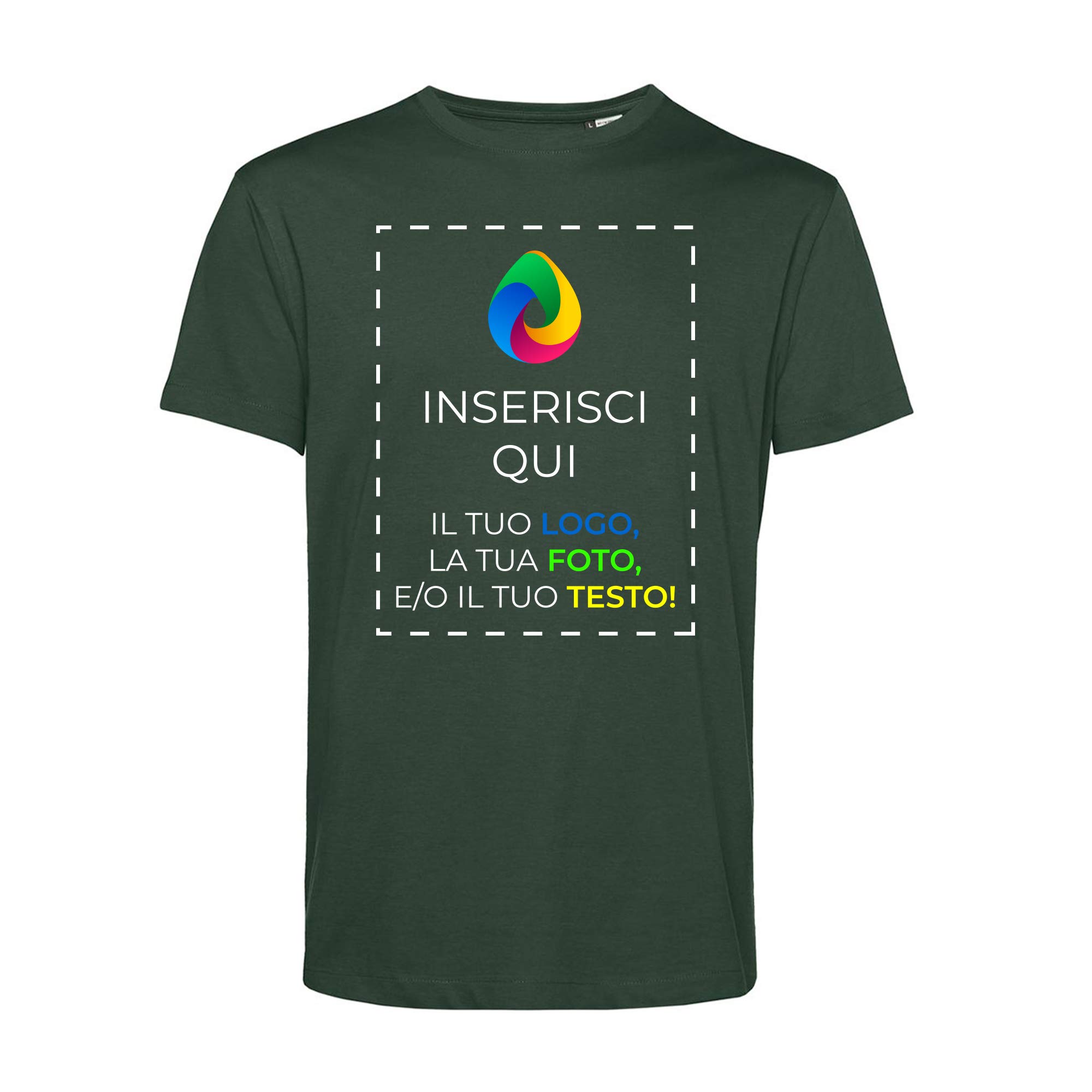 Teetaly Maglietta T-Shirt Personalizzata Stampa Fronte Retro Uomo in Cotone Organico