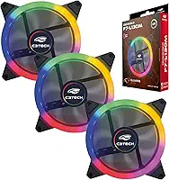 Kit 3 Fan Cooler Para Gabinete Pc Gamer RGB Anel de LEd Duplo Dual Ring Multicores Fixo 12cm Ventoinha 120mm Molex F7-L130M C3Tech