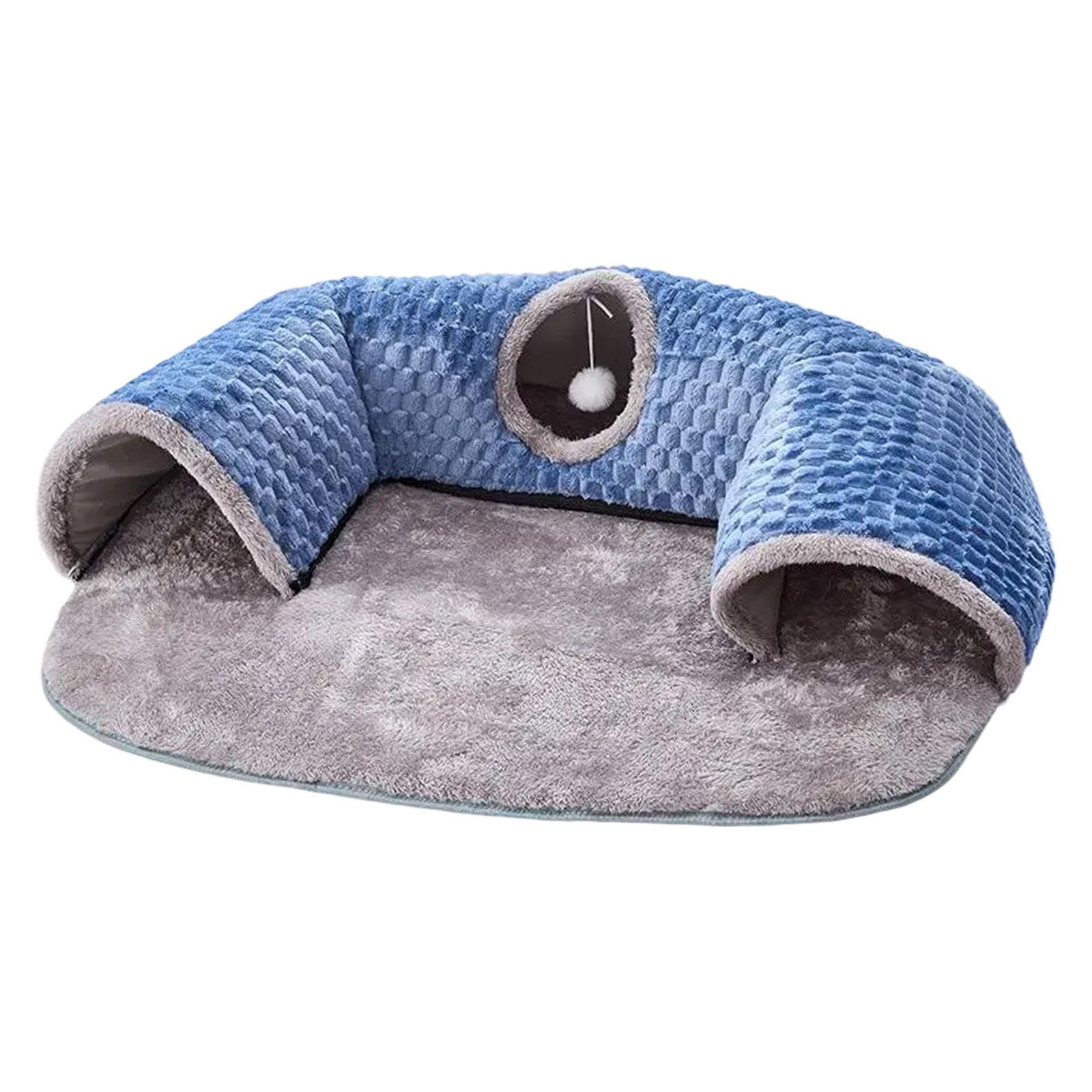 Sharplace Tunnel per Gatti con Tappeto E Spazio di Gioco per Animali, Blue L
