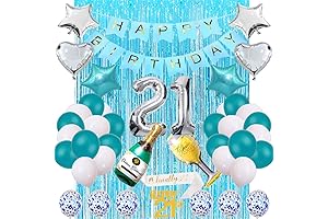 21st Birthday Decorations for Her Blue and Silver