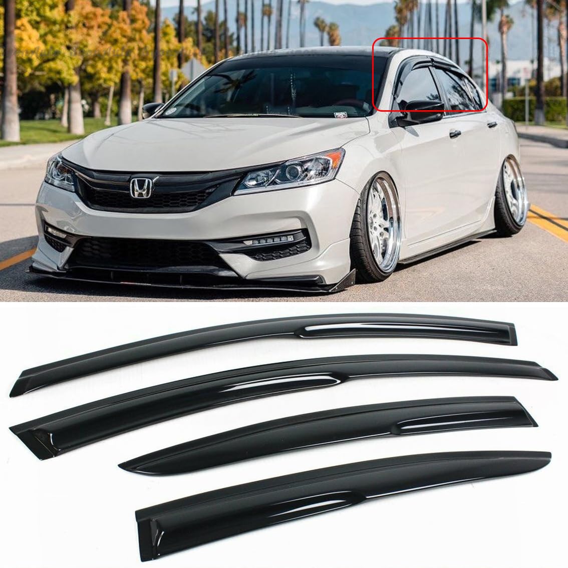 FITS 2013-2017 Honda Accord JDM 3D Wavy Mugen Style Window Visor RAIN Guard Vent