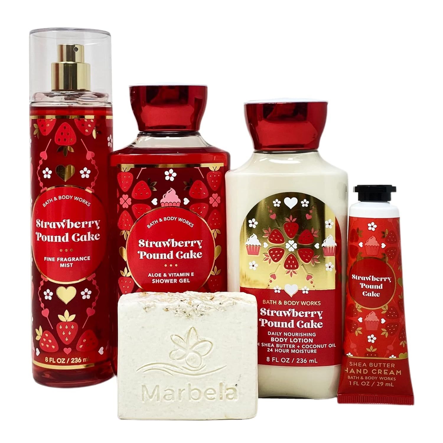 Bath & Body Works Strawberry Pound Cake Deluxe Gift Bag Set - Fragrance Mist - Shower Gel - Body Lotion - Hand Cream - with a Himalayan Salts Springs Bar Soap - Full Size - Image 2