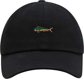 JPAK Mahi-Mahi Fish Premium Dad Hat Embroidered Baseball Cap Fishing Ocean Black