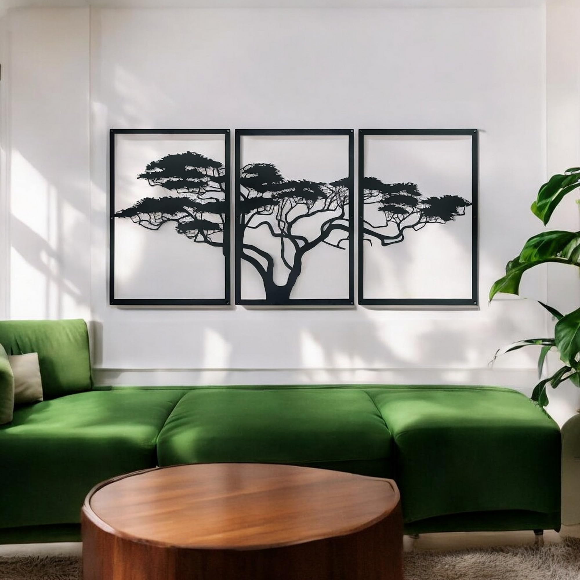 Tubibu Árbol de la Vida Decoración de Pared Mural Metal Negro 3D Moderna Cuadros para Hogar Oficina Dormitorio Salón (Africano, L)