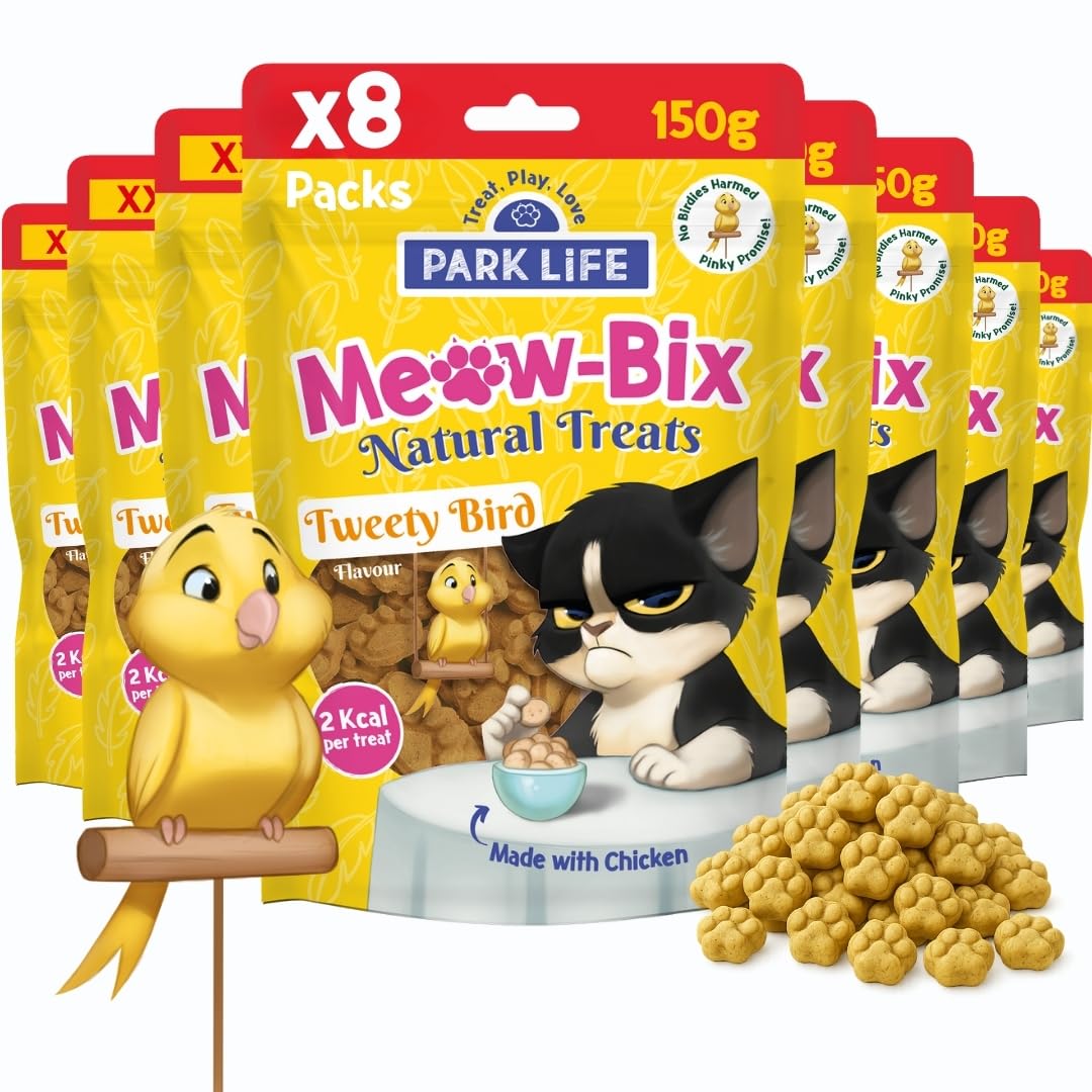 Park Life, Meow-Bix – Katzenleckerli mit Tweety-Vogel-Geschmack XXL 150g, reich an Pute, kittenfreundlich, getreidefrei, natürlich, proteinreich, zuckerfrei (Tweety Bird, 150 g (1er-Packung))
