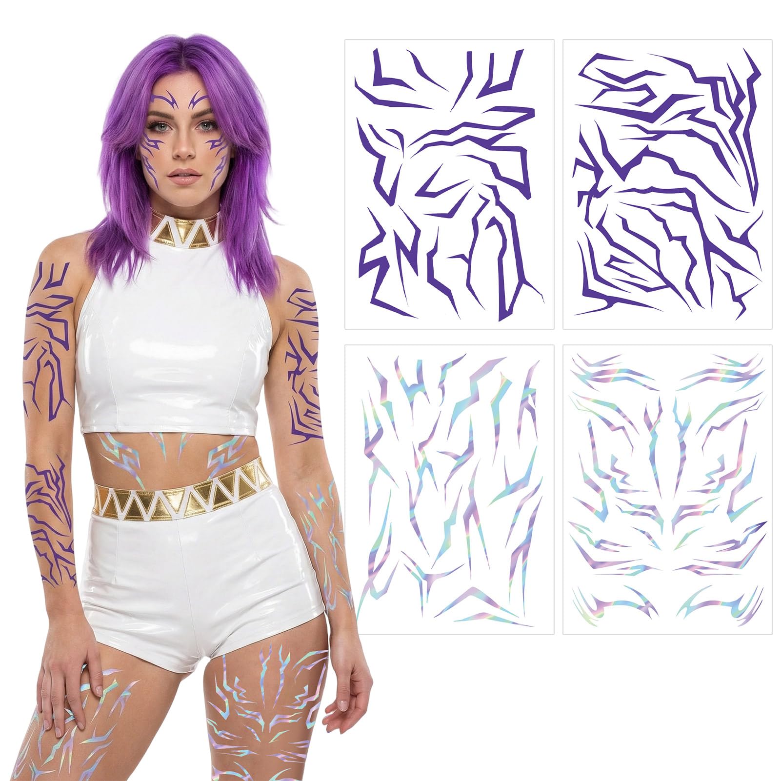 Metaparty 4Pcs Pop Temporary Tattoos Stickers,Stickers Cosplay Accessories Tattoos for Fans Cosplay Party Festival Costumes Gift