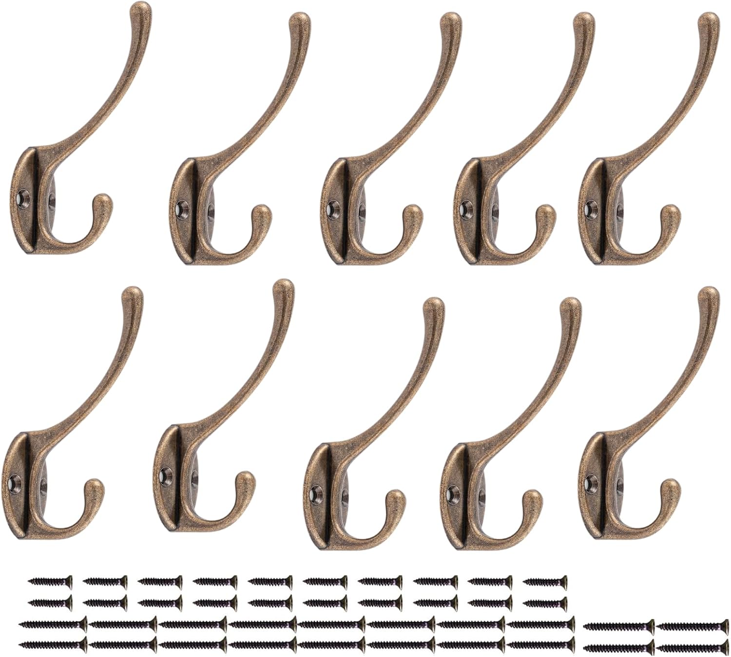 10 Pack Silver Coat Hooks Wall Mounted with 40 Screws(2