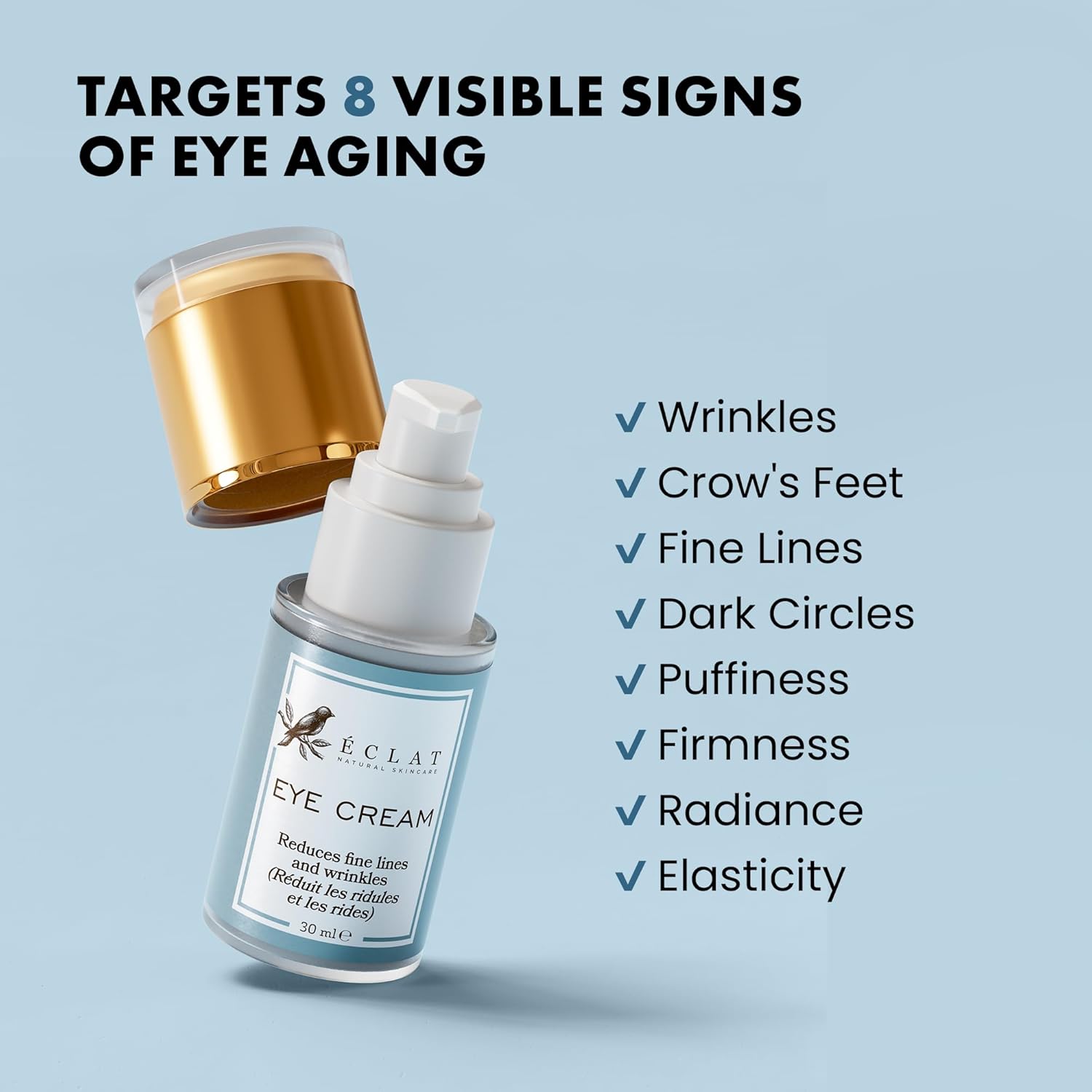 Eclat Skincare Vitamin C Serum + Under Eye Cream Set – Brightening Vit C Serum with Hyaluronic Acid & Vit E + Cream for Dark Circles, Puffiness, Eye Bags & Crow's Feet – Anti Aging Skin Care Duo