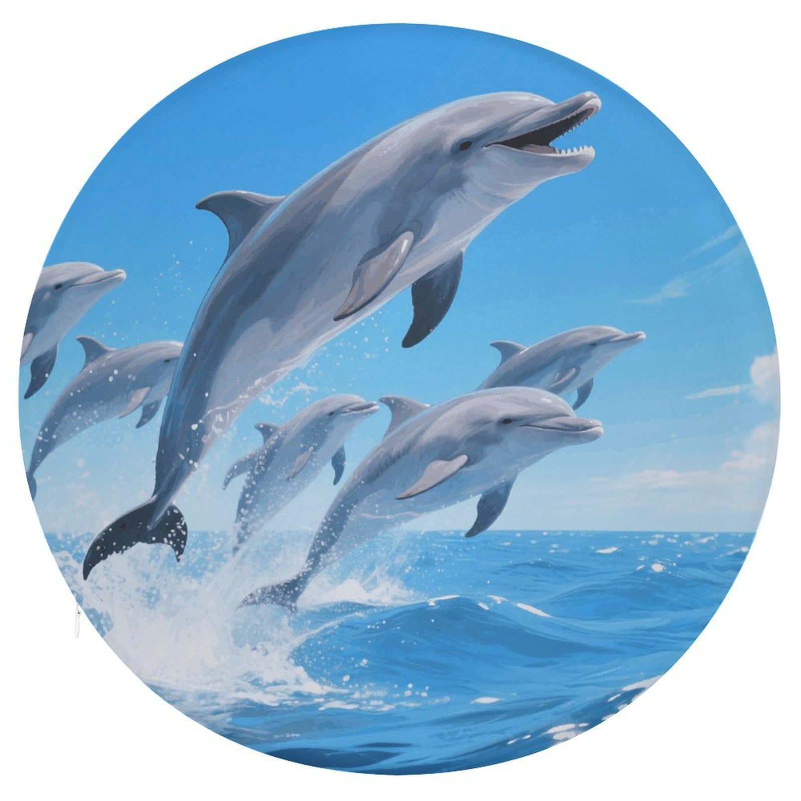 VstaDank Dolphins Cushions Memory Non Slip Car Seat Cushions Dining Chairs Cushion Indoo Dining Room Round Chair Pads with Zipper and Removable Cover Cushion