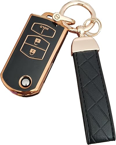 AIOEUOIA Funda de repuesto para llavero Mazda 2 3 5 6 CX-5 CX-7 CX-9 RX-8 MX-5 Miata (3 botones negro)