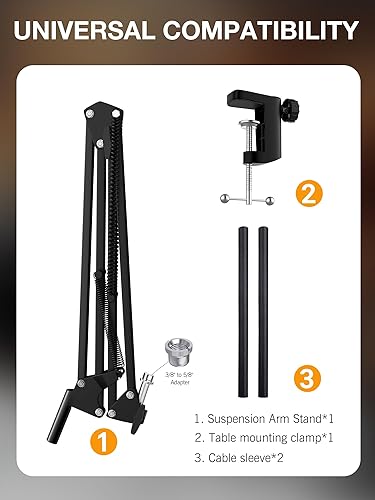 Miniatura 6 de SUNMON Rode NT-USB Mic Boom Arm - Brazo de micrófono para RODE NT-USBNT-USB+NT-USB Mini y la mayoría de micrófonos, soporte de brazo de tijera