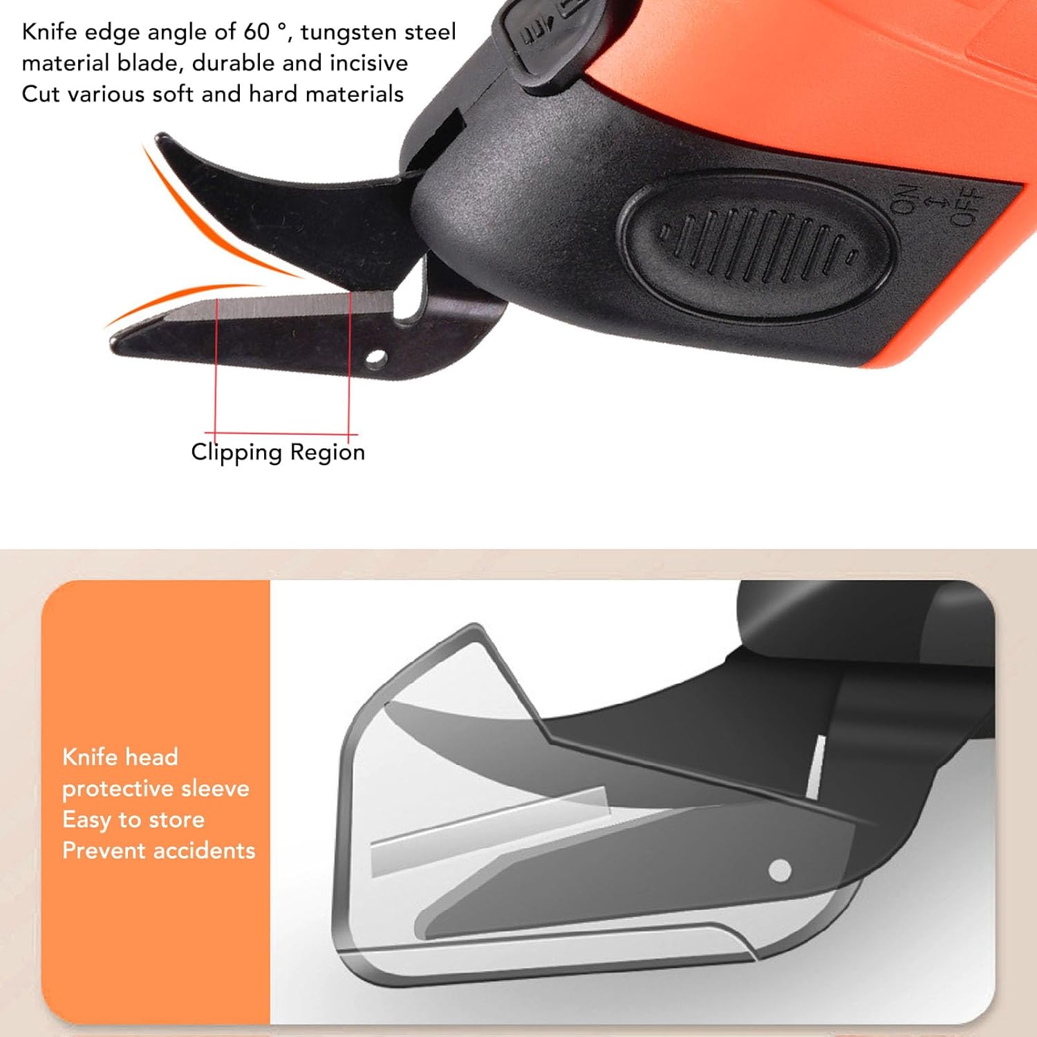 Electric Scissors, 10000rpm High Efficiency Rechargeable Fabric Cutting Shear Electric Box Cutter Cordless Electric Scissors with Safety Lock Switch for Paper Board Plant Stem