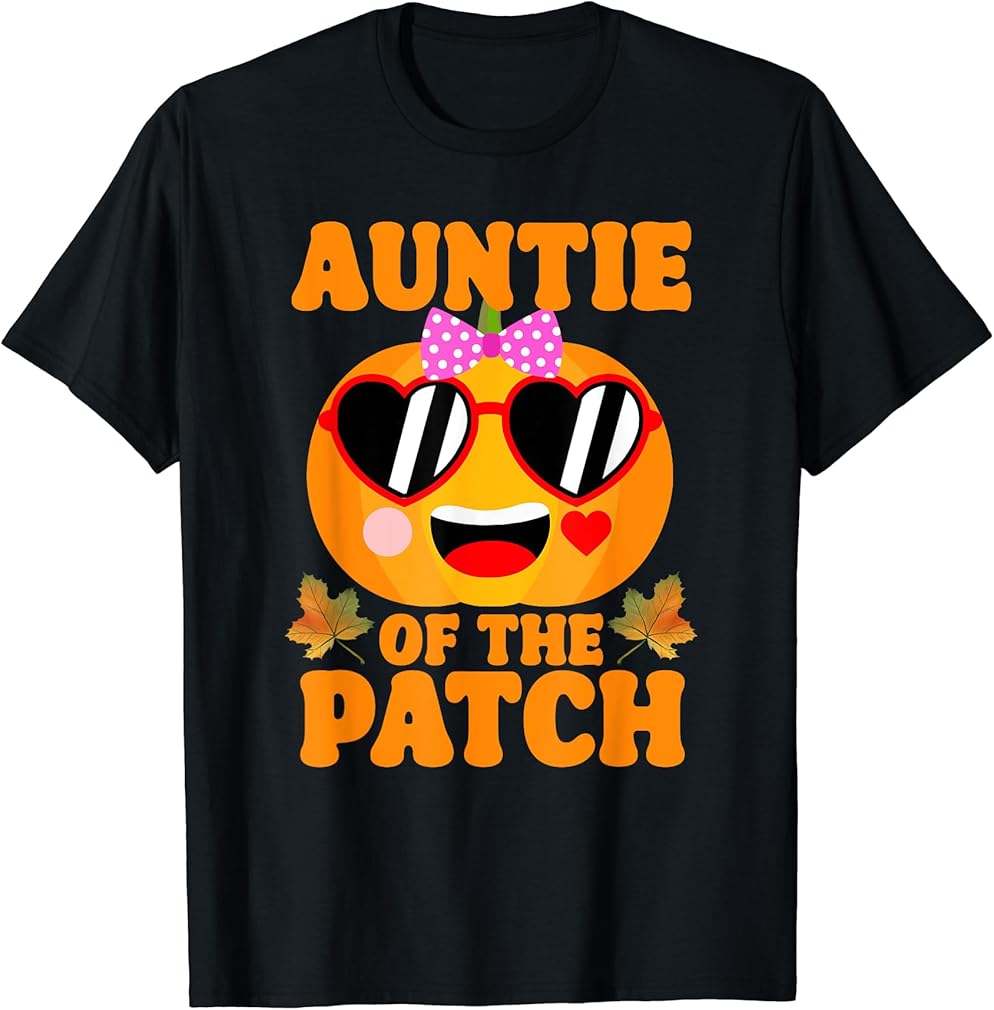 Auntie Of The Patch Pumpkin Halloween Family Matching T-Shirt
