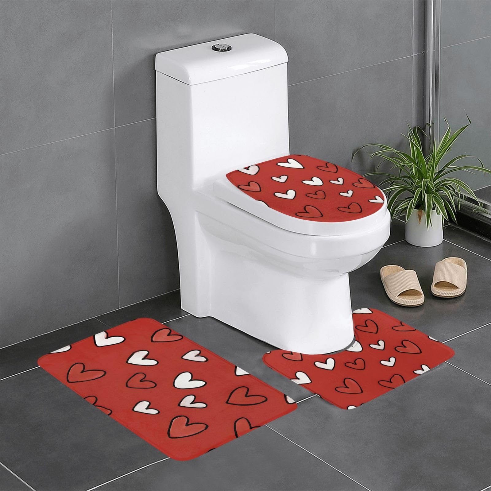 Tapis de salle de bain lot de 3 avec tapis contour WC pour une ambiance chaleureuse