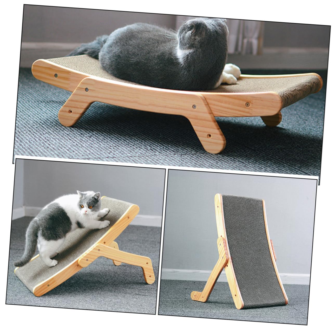 Rascador de Gato de Madera y Cartón Ondulado para Reducir Comportamiento Destructivo y Proteger Muebles