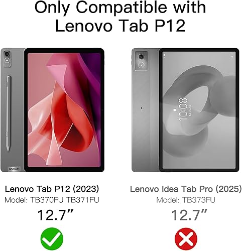 Miniatura 2 de JETech Funda para Lenovo Tab P12 de 12.7 pulgadas con soporte para lápiz capacitivo, parte trasera de policarbonato duro transparente transparente,