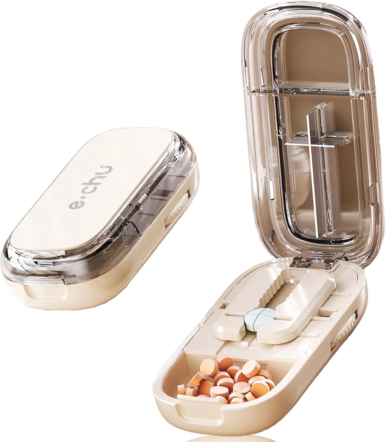 Pill Cutter Splitter for Small &amp; Tiny Pills Cuts into 1/2 1/4 Beige