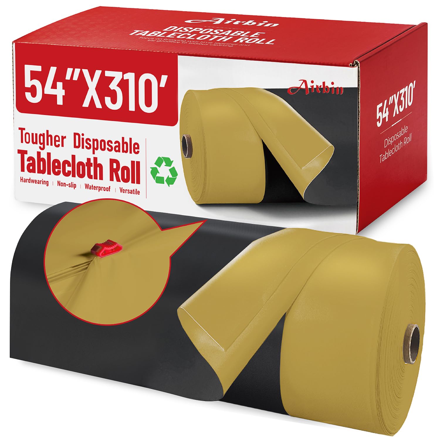 Plastic Table Cloth, 310 Ft X 54 In Disposable Tablecloth Black and Gold Tablecloth Premium PEVA Plastic Table Cloth Disposable with Any Cut Sliding Cutters for Picnics, Parties, Birthdays, Festivals-image-39