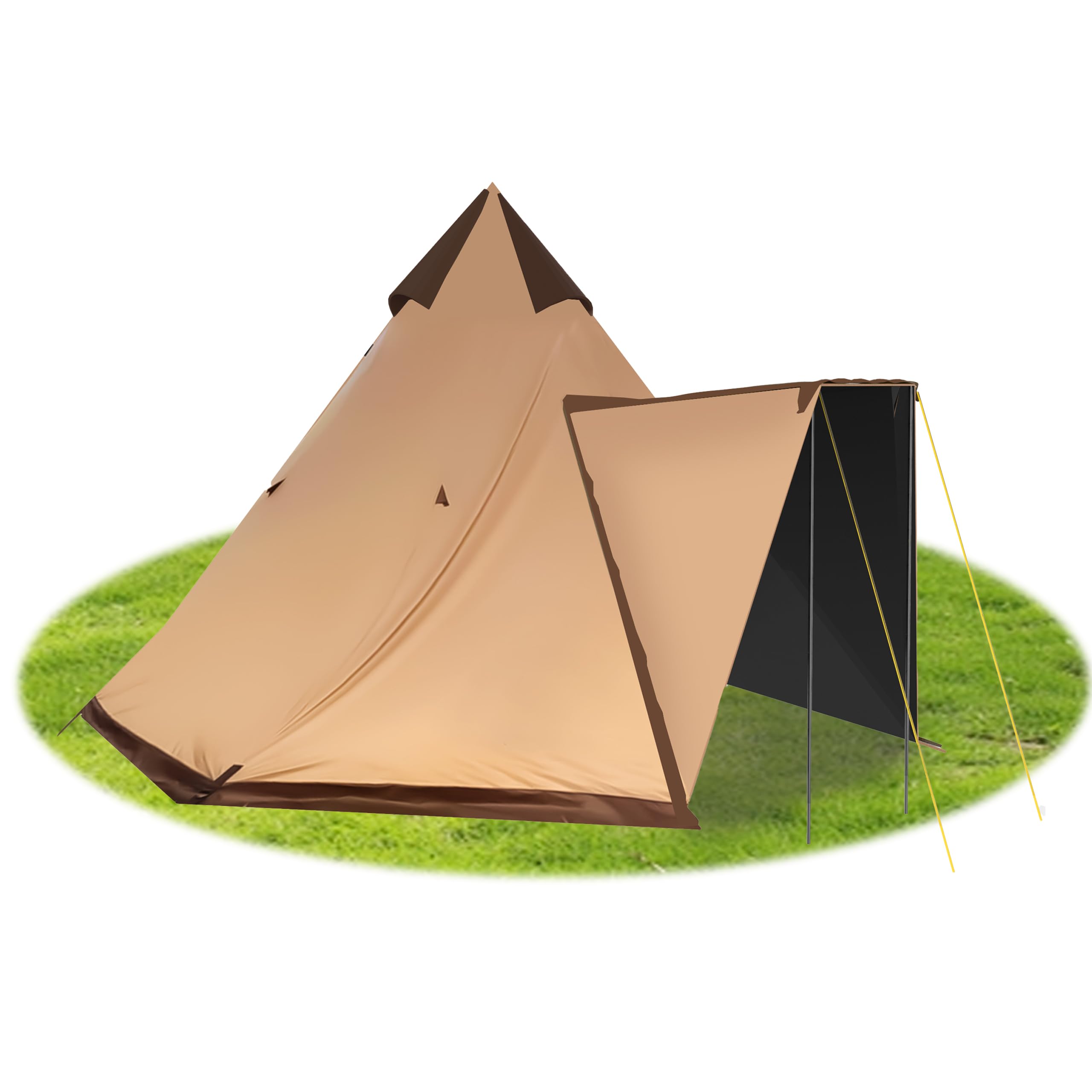 4-6 Person Tents for Camping, 11.8FTx12.8FTx8.5FT Yurt Tent Camping Tent, Waterproof Adult Tipi Tents for Family Camping Backpacking Hiking Hunting Fishing