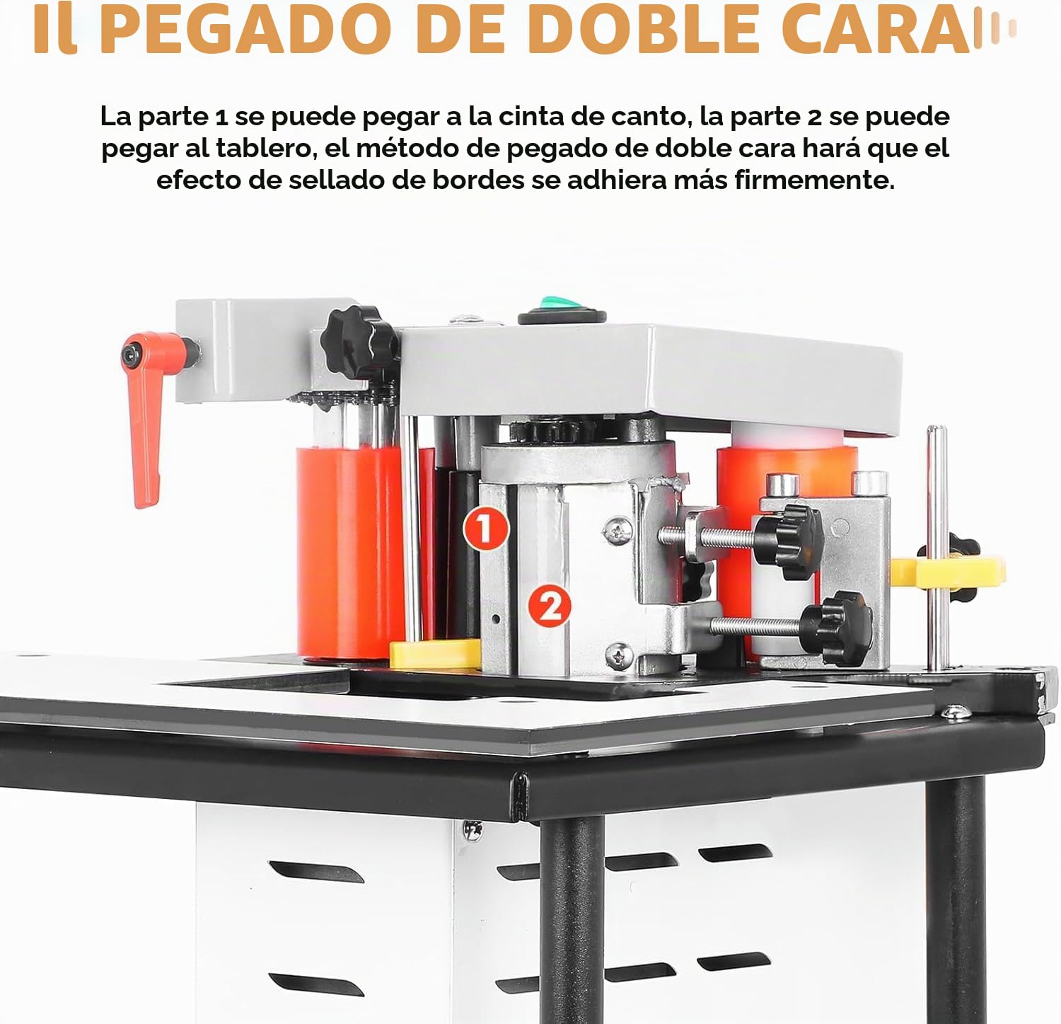YUCHENGTECH Encoladora de Cantos Portátil Encoladora de Cantos para Madera con Control de Velocidad 2-6m/min Encolado de doble cara Ancho 10-60mm Espesor 0.3-3mm para Madera Contrachapada/PVC/ABS