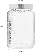 Vista 3 de Style Setter Juego de recipientes cuadrados de vidrio de 3 piezas en 43, 64 y 75 onzas, diseño retro elegante con tapas herméticas de acero