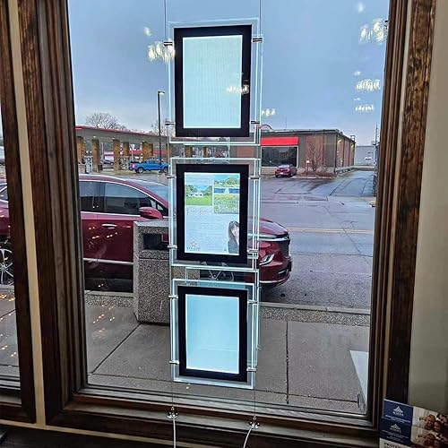 Marco de fotos A3 con retroiluminación LED para retrato de bienes raíces para colgar en la ventana, caja de luz decorativa (vertical, 3 piezas A3