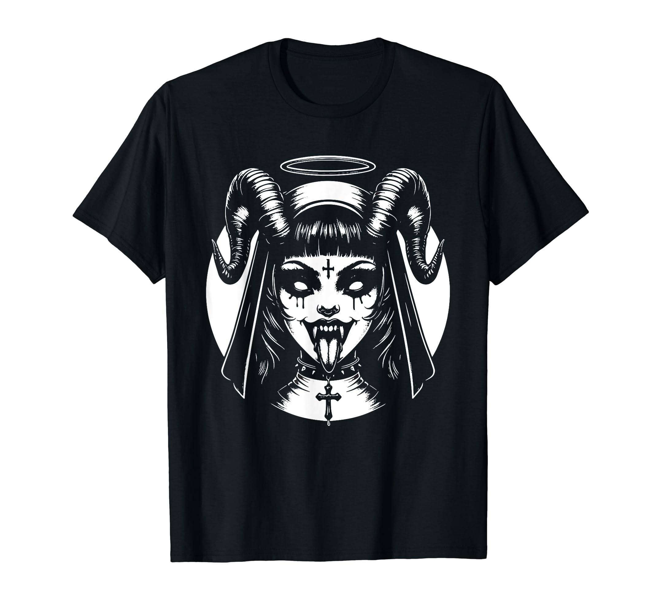Emo Sad Aesthetic DesignDevil Nun Goth Emo Punk Gothic Satanic Occult T-Shirt