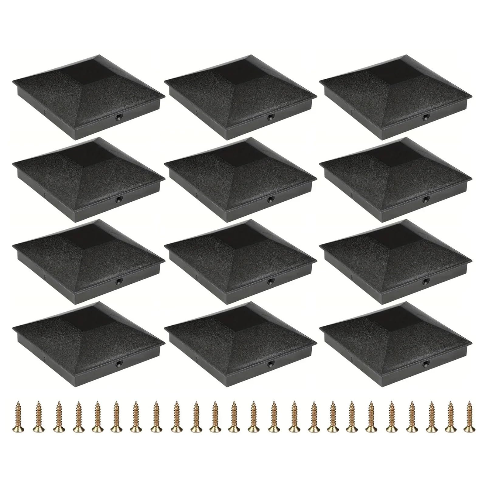 Mwahju 12Pcs 6/ Black Fence Post Covers Waterproof Deck Post Covers With Screws Plastic For Wooden Pillar Garden Protection Tool For Fences(12Pcs)