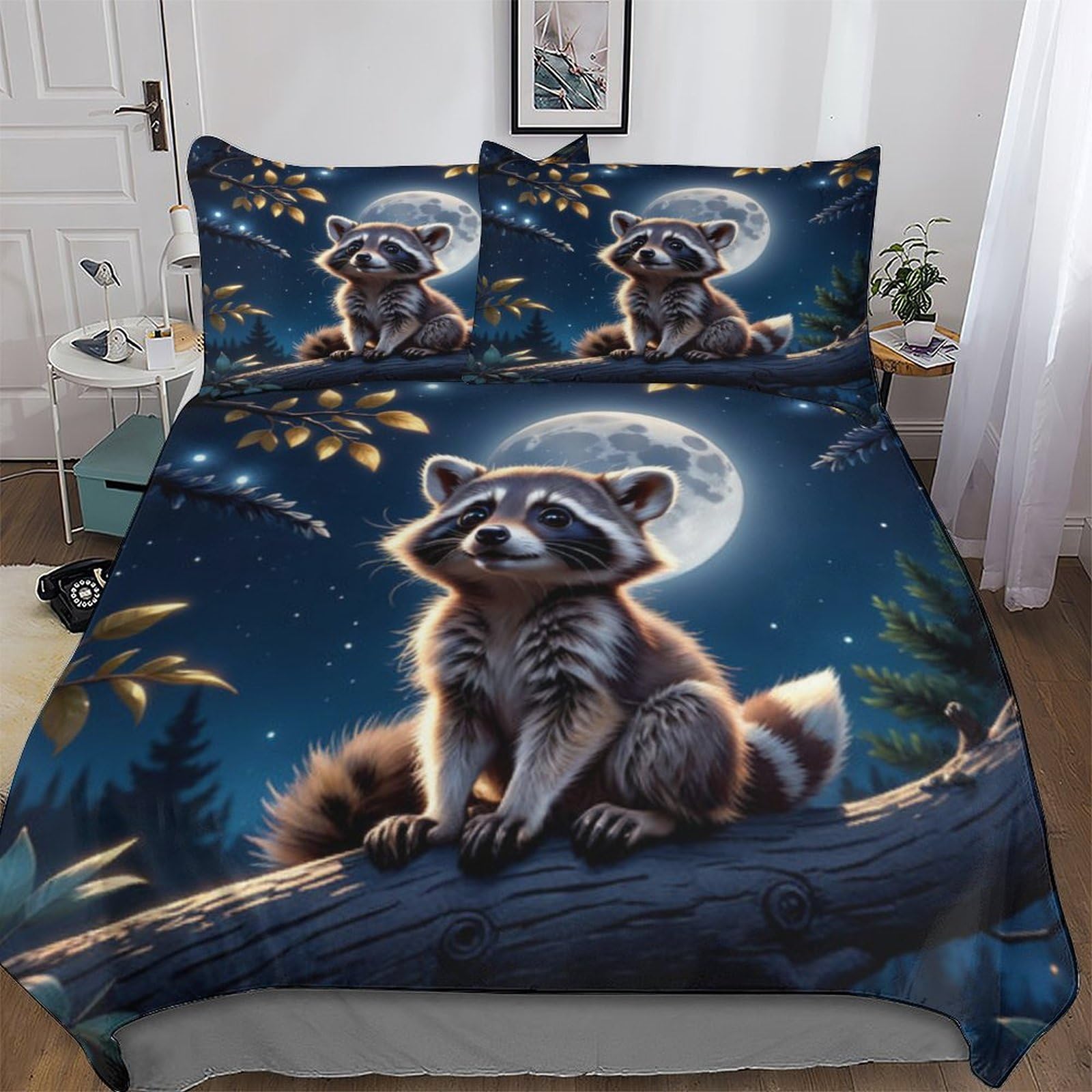Parure de lit raton laveur 200x200 housse de couette enfants adultes lit double