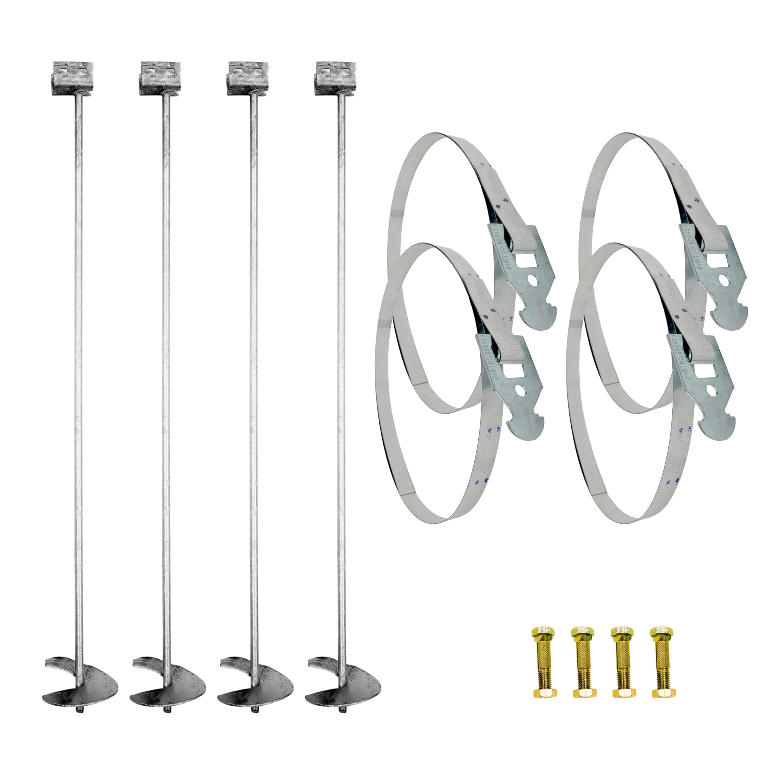 Tie Down | 48 in. x 3/4 in. Galvanized Double Head anchoring kit with Straps and Bolts (4-Pack)