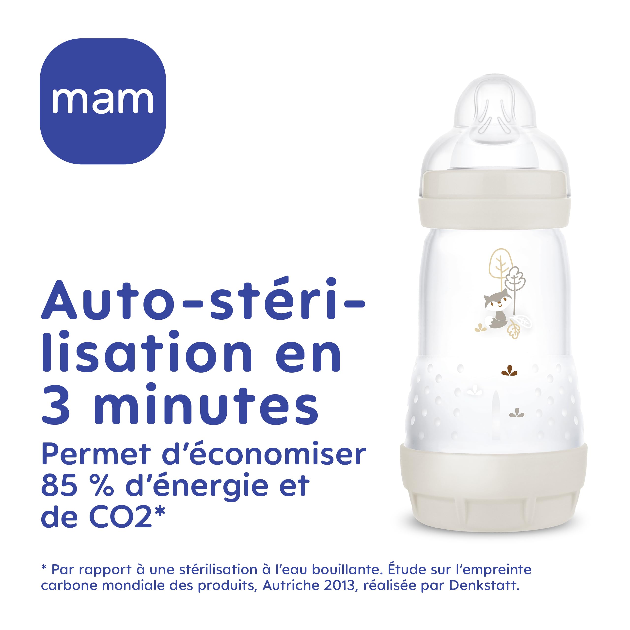 MAM | Lot de 2 biberons Easy Start Anti-Colique 0+ mois débit lent (2 x 160 ml) Lilas + Sable – Biberon pour réduire les coliques et l'inconfort de bébé – Biberon bébé compatible avec l'allaitement