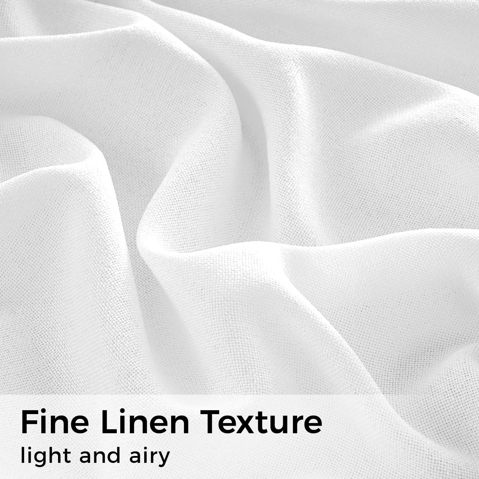 MRTREES Rideau Voilage Blanc Effet Lin Voile Semi-Transparent Rideaux Voilages Porte Fenetre Intérieurs Passe Tringle pour Salon Chambre Salle à Manger Baie Vitrée, Lot de 2, 140x250 cm
