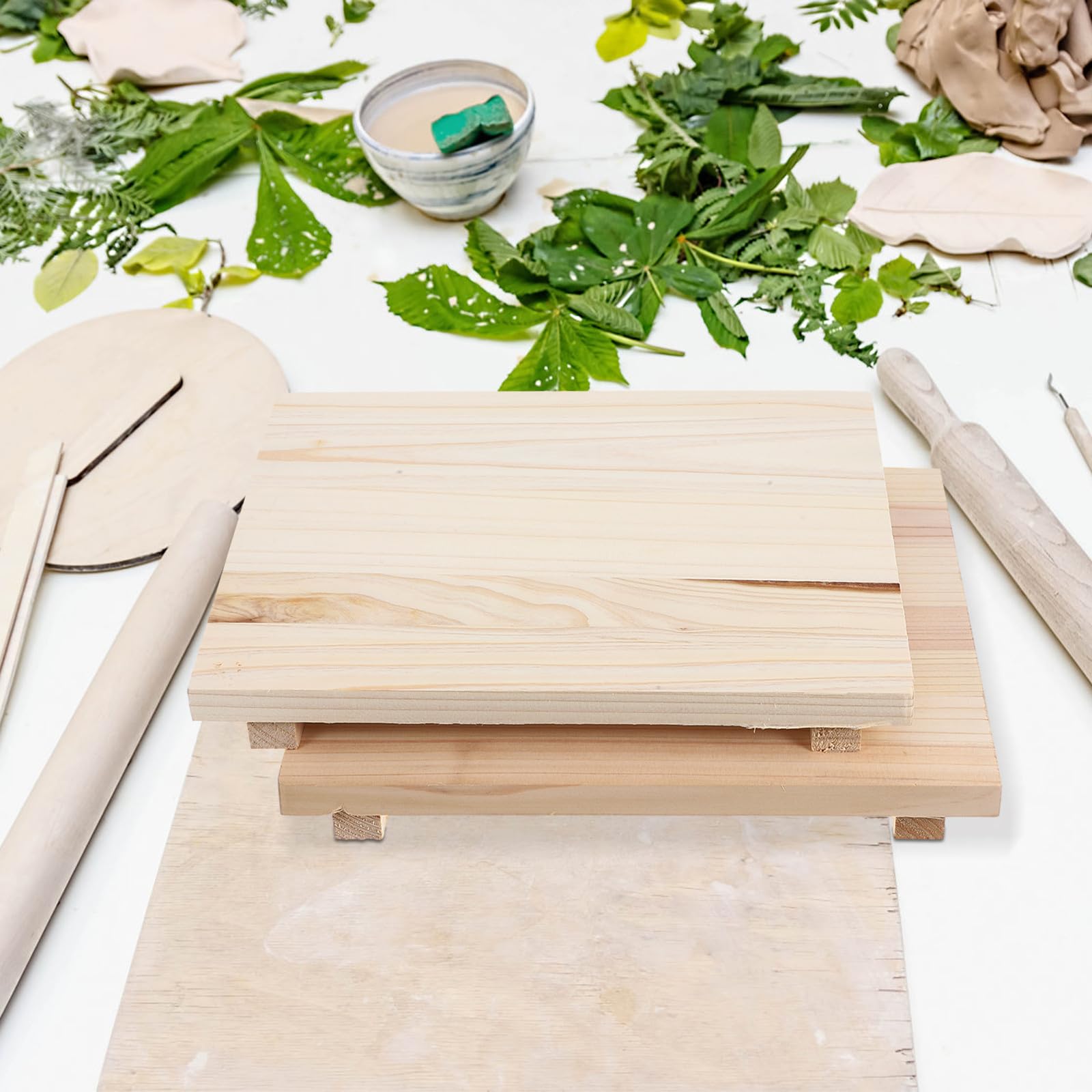 Zerodeko Tavola di Argilla in Legno Naturale Assorbente 2 Pezzi per Scultura e Modellazione Ceramica, Base per Argilla Resistente e Versatile, Strumento Artigianale per Ceramisti
