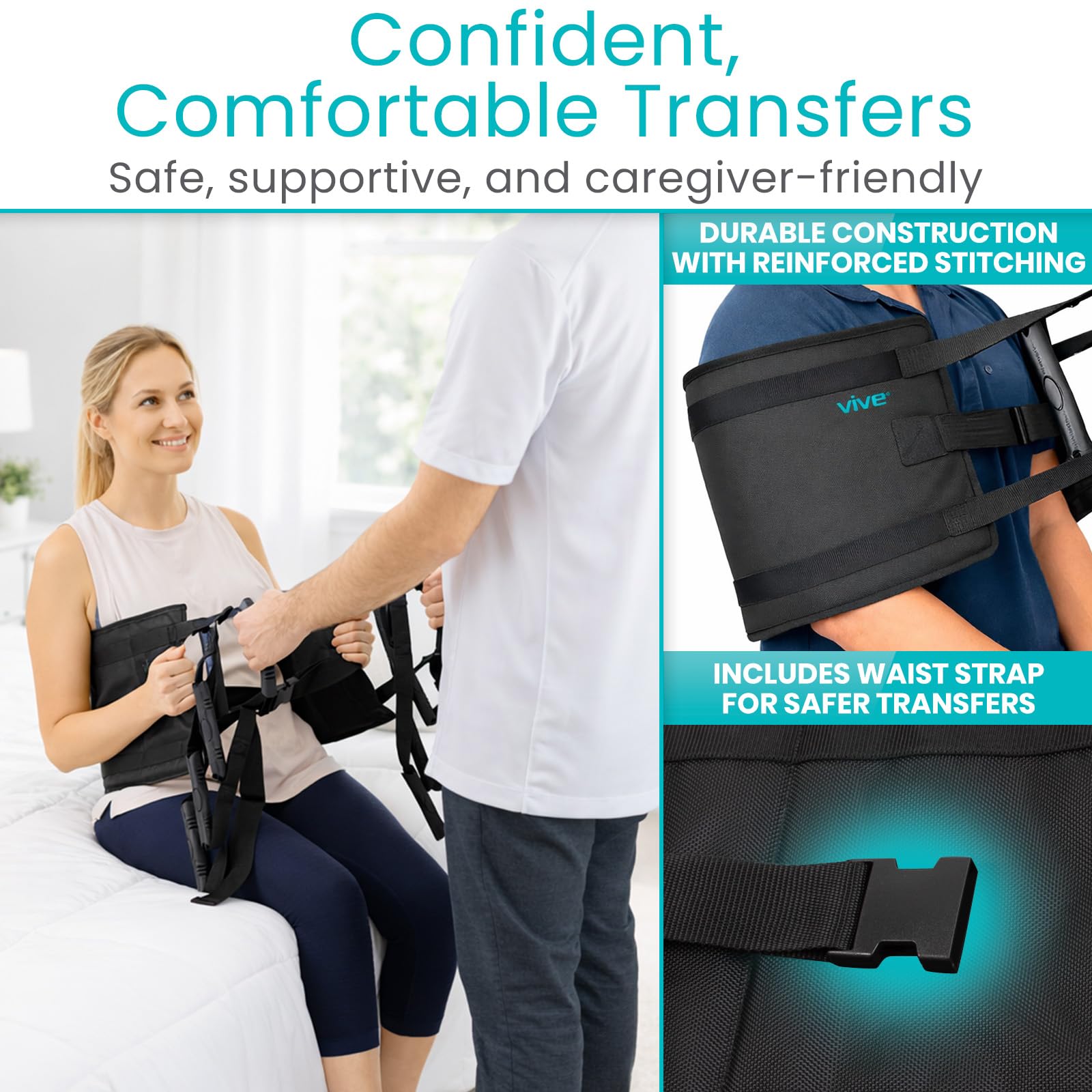 Vive Transfer Sling - Padded Assist Gait Belt - Heavy Duty Patient Lift — Amazon image 4