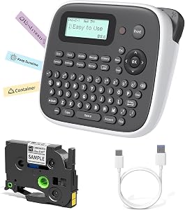 Label Maker Machine with Tape, Label Maker Waterproof Labels, Keyboard Labeler Machine Portable, D210S Desktop Labelmaker Multiple Symbols for Home Small Business Kids Teachers School Supplies