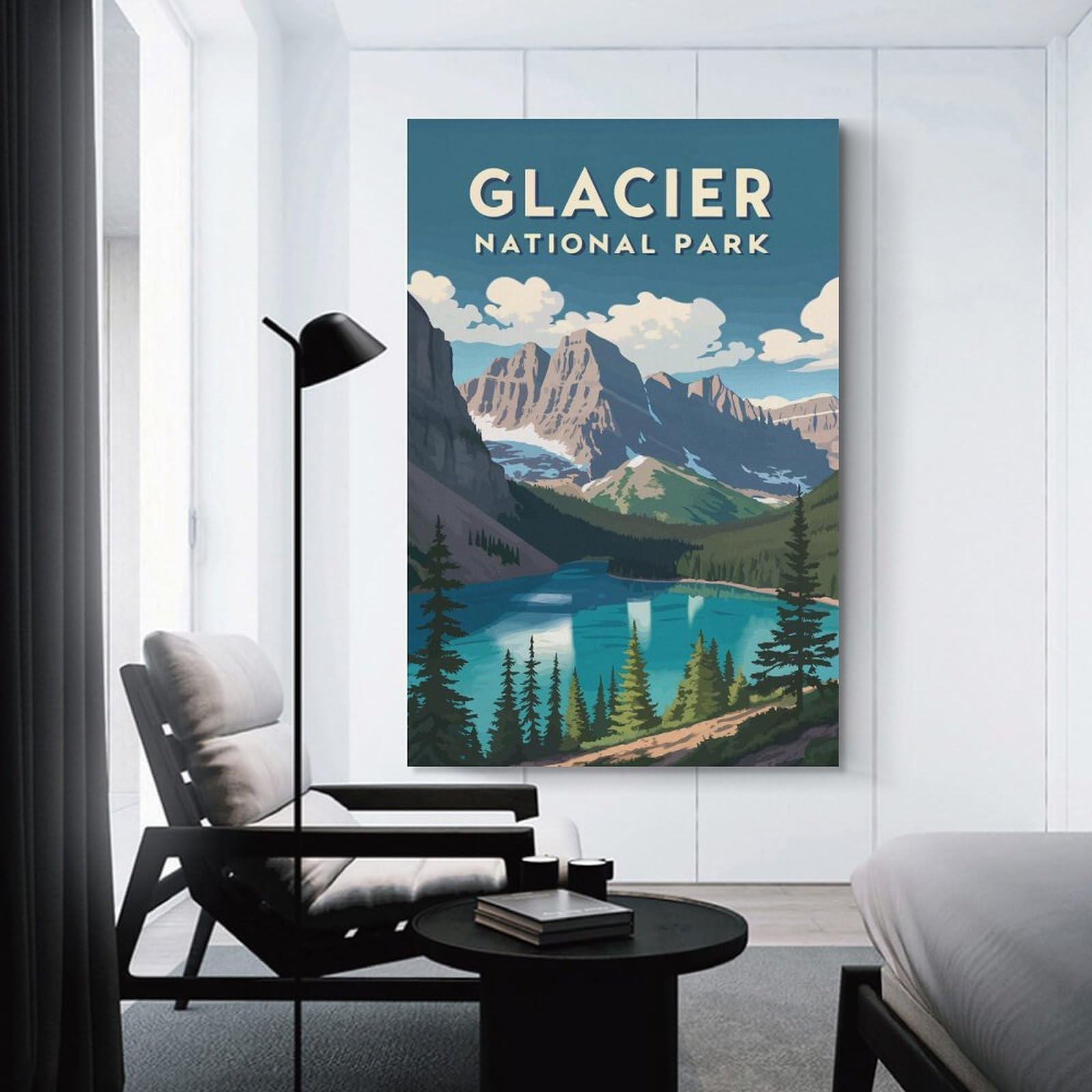 Junmoney Unframe-Style-1 Glacier National Park Home Decor Wall Art 12X18inch(30X45cm), For Bedroom, Guest Room Or Reading Nook, Decorative Wall Art For Cosy Rooms