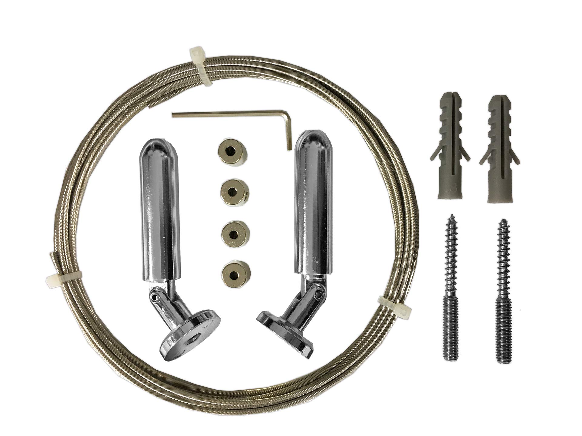 tilldekor Flexo-LINE Rope Tensioning Set 5 Metres Nickel Gloss Can Be Shortened Any Length Including Mounting Materials